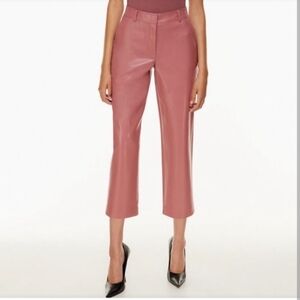 Aritzia Babaton Women Vegan Leather Pant Cropped High Waisted  Pink Sz8